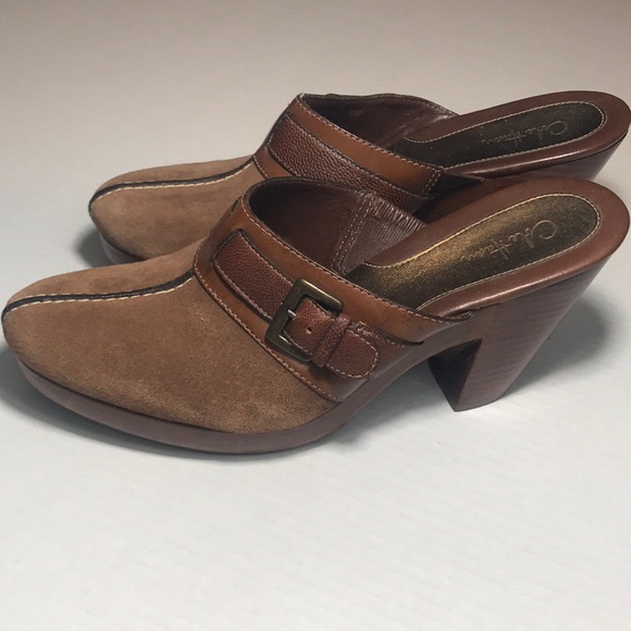 Cole Haan Shoes - Cole Haan Brown Suede Clogs With Wooden Heel